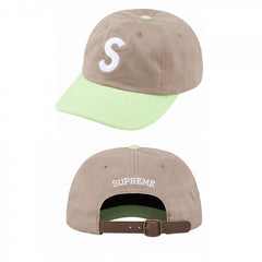 Supreme Taupe and Light Green S Logo 6-Panel Dad Hat
