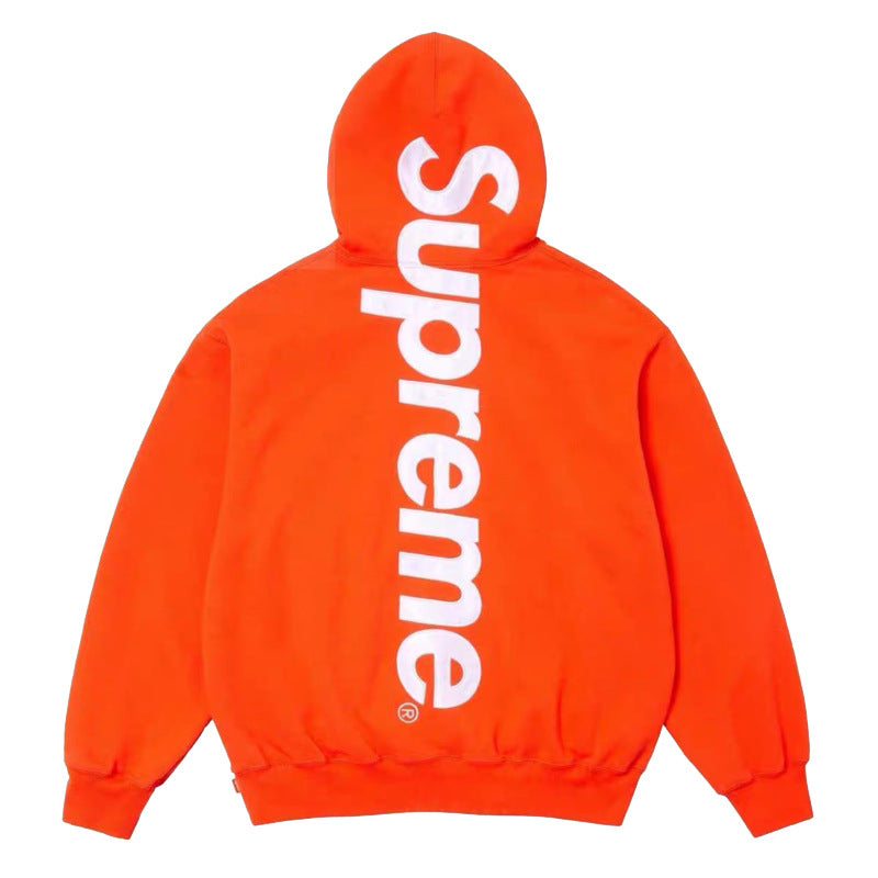 Supreme Vertical Logo Hooded Sweatshirt – Orange / White