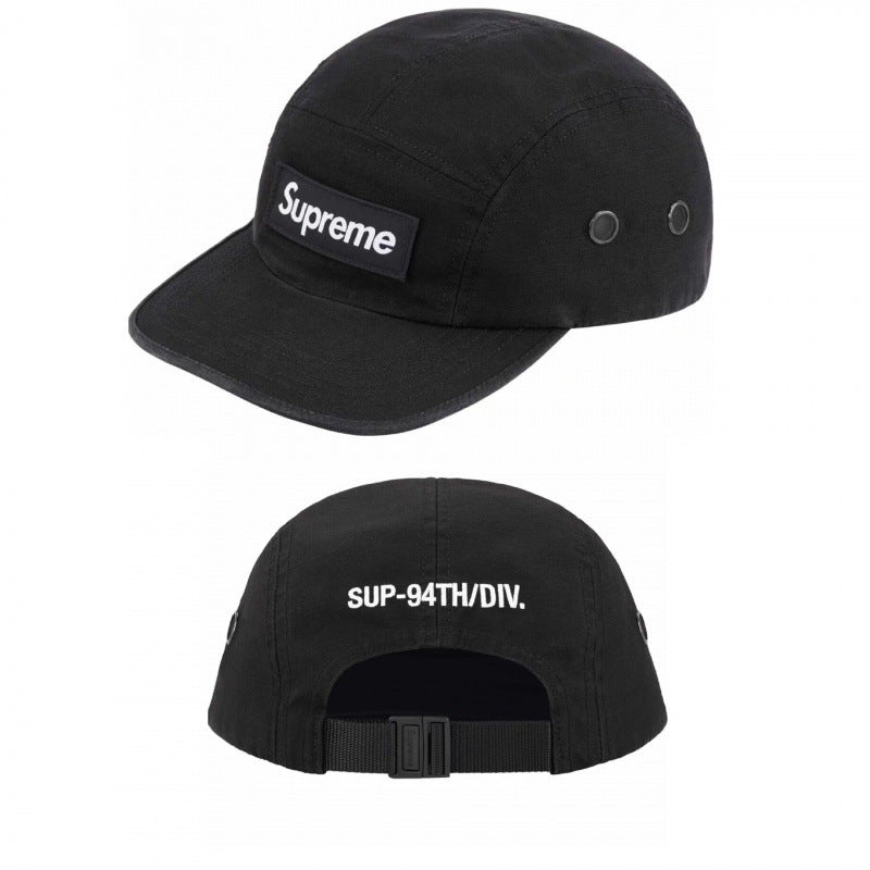 Supreme Black 5-Panel Box Logo Camp Cap with SUP-94TH/DIV. Back Embroidery