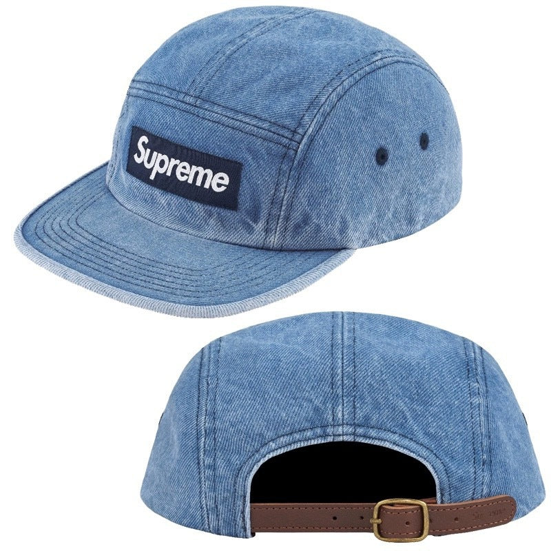 Supreme Light Blue Denim 5-Panel Box Logo Camp Cap