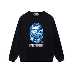 BAPE Blue Camo Ape Head Graphic Crewneck Sweatshirt