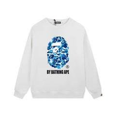 BAPE Blue Camo Ape Head Graphic Crewneck Sweatshirt