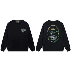 BAPE Green Camo Ape Head Graphic Crewneck Sweatshirt