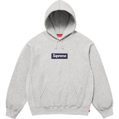 Supreme Box Logo Hooded Sweatshirt - Heather Grey / Navy