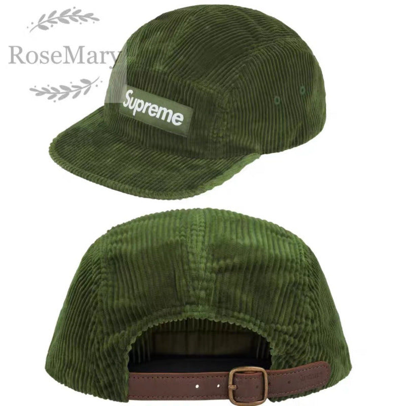 Supreme Olive Green Corduroy 5-Panel Box Logo Camp Cap