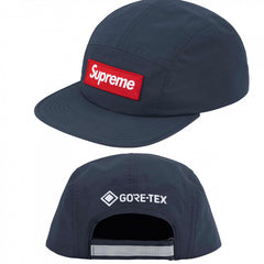 Supreme GORE-TEX Navy Blue 5-Panel Red Box Logo Camp Cap