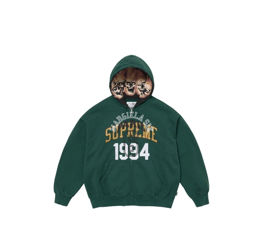 Supreme 1994 Collegiate Skull Hood Inner Print Full Zip Hoodie - Dark Green