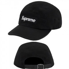 Supreme Black 5-Panel Box Logo Camp Cap with Leather Strap