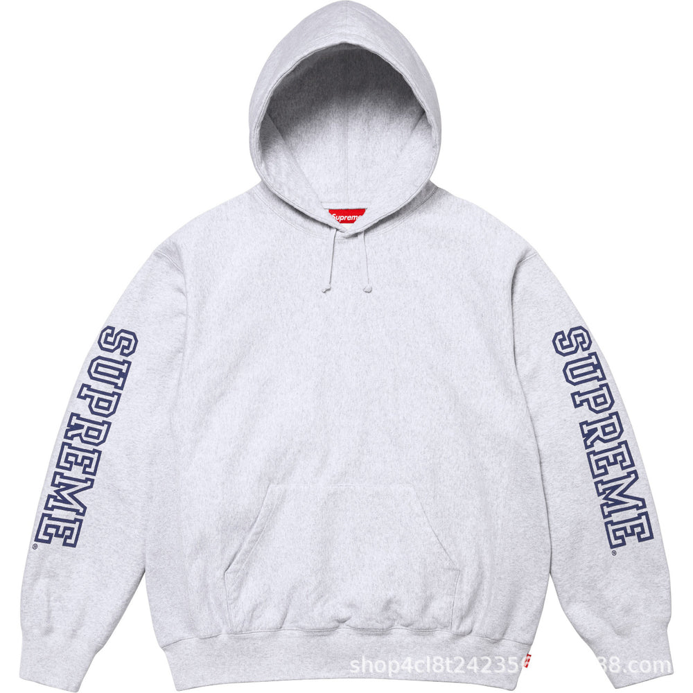 Supreme Sleeve Logo Hooded Sweatshirt - Heather Grey
