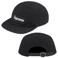 Supreme Black 5-Panel Box Logo Camp Cap with Leather Strap
