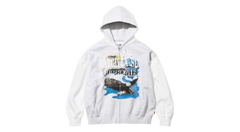 Supreme MM6 Maison Margiela Eagle Zip Up Hooded Sweatshirt White/Grey