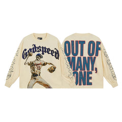 Godspeed "Out of Many, One" Baseball Skeleton Beige Long Sleeve Tee