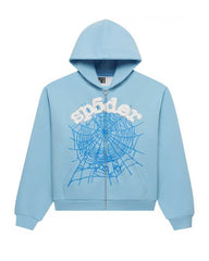 Sp5der OG Web Zip Up Hoodie Sky Blue