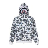BAPE Shark Full Zip Camo Hoodie (White & Blue Paint Splatter Camo)