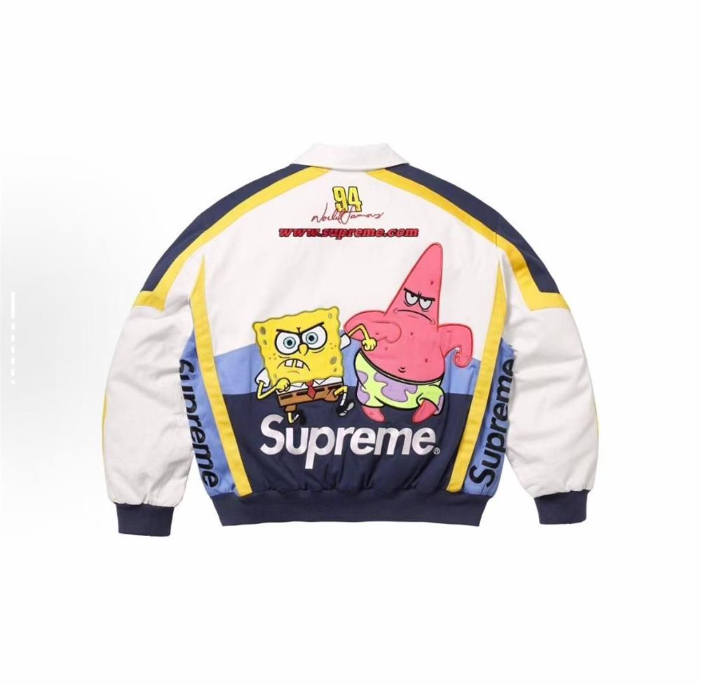 Supreme x SpongeBob SquarePants Graphic Navy & Yellow Bomber Jacket