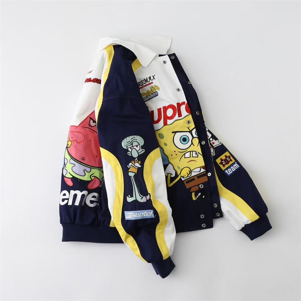 Supreme x SpongeBob SquarePants Graphic Navy & Yellow Bomber Jacket