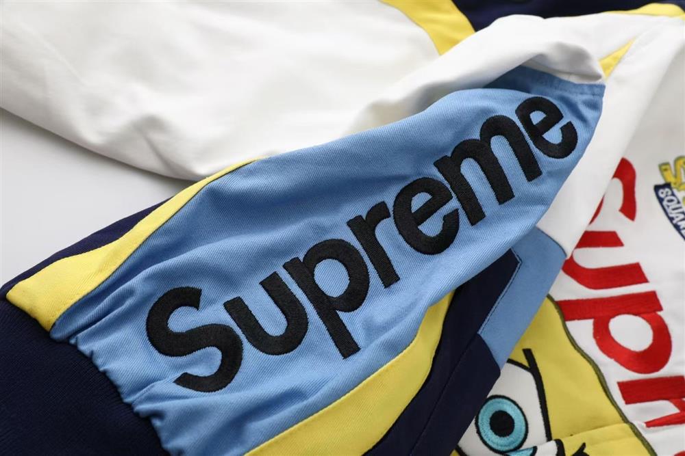 Supreme x SpongeBob SquarePants Graphic Navy & Yellow Bomber Jacket