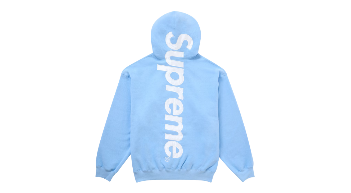 Supreme Satin Applique Hooded Sweatshirt (FW24) Light Blue