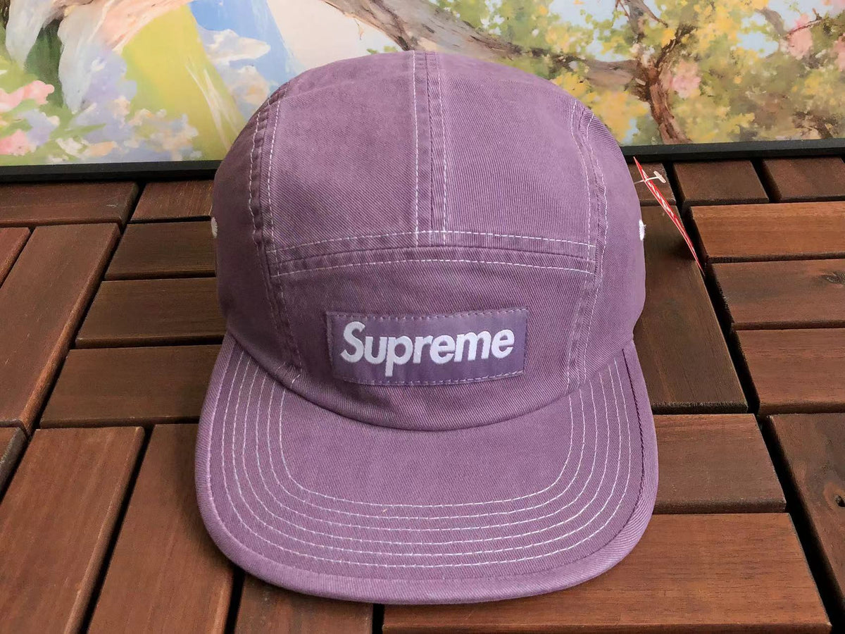 Supreme Purple Canvas Box Logo 5-Panel Camp Cap
