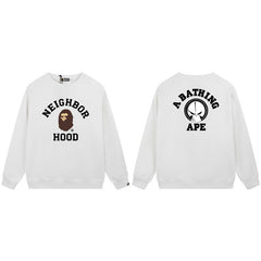 BAPE Neighborhood Ape Logo Graphic Crewneck Sweatshirt