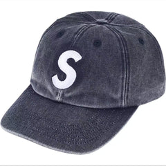 Supreme Washed Black "S" Logo 6-Panel Dad Hat