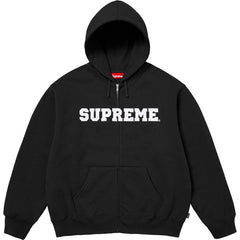 Supreme Collegiate Logo Zip-Up Hooded Sweatshirt - Black / White