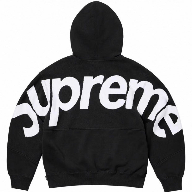 Supreme Curved Logo Hooded Sweatshirt - Black