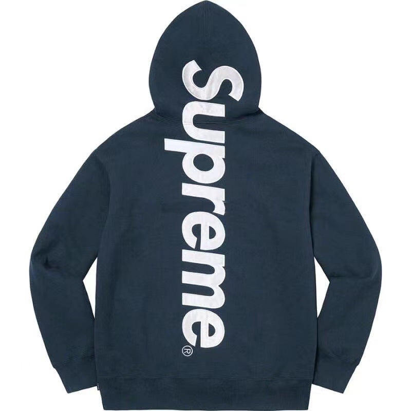 Supreme Vertical Logo Hooded Sweatshirt - Navy