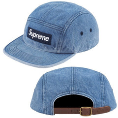 Supreme Light Blue Denim 5-Panel Box Logo Camp Cap