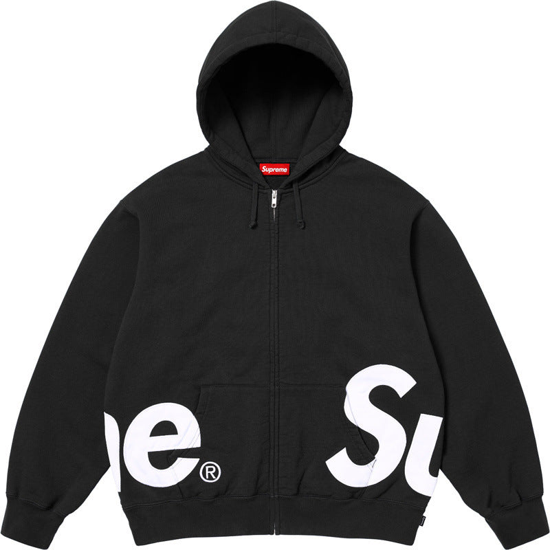 Supreme Big Logo Hooded Zip-Up Sweatshirt - Black