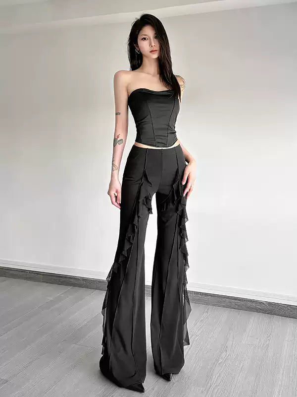 Sisjuly Retro-Modern Contrast Piping Flares
