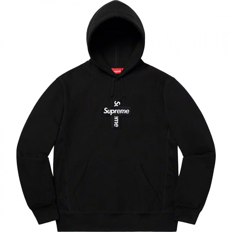 Supreme Cross Box Logo Hooded Sweatshirt - Black