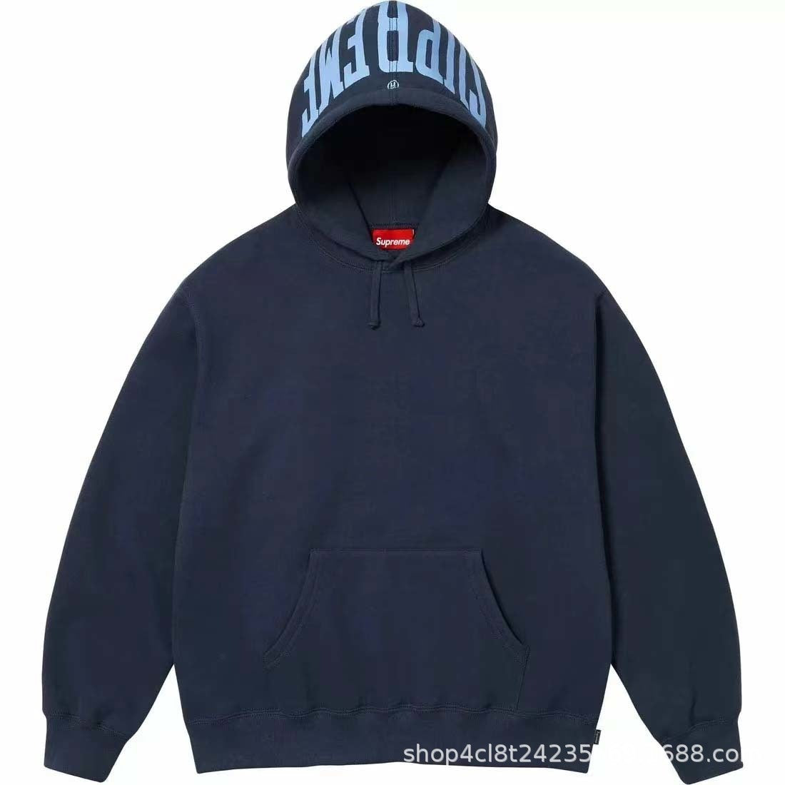 Supreme Hooded Sweatshirt with Hood Logo - Navy