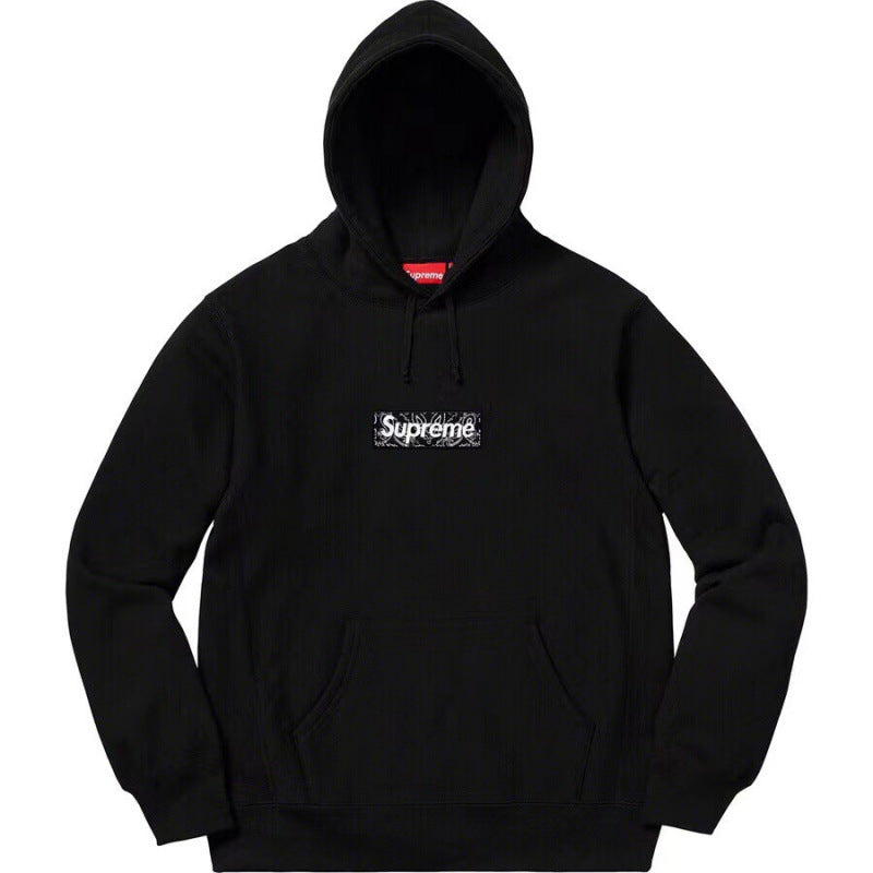 Supreme Box Logo Hooded Sweatshirt - Black / Bandana
