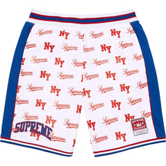 Supreme Allover Print Basketball Shorts - White / Red / Blue
