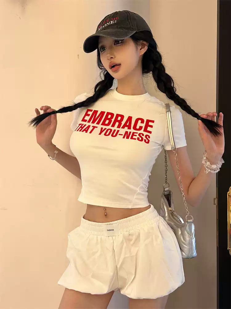 Essential Everyday Graphic Tee – Simple Letter Print Short Sleeve T-Shirt