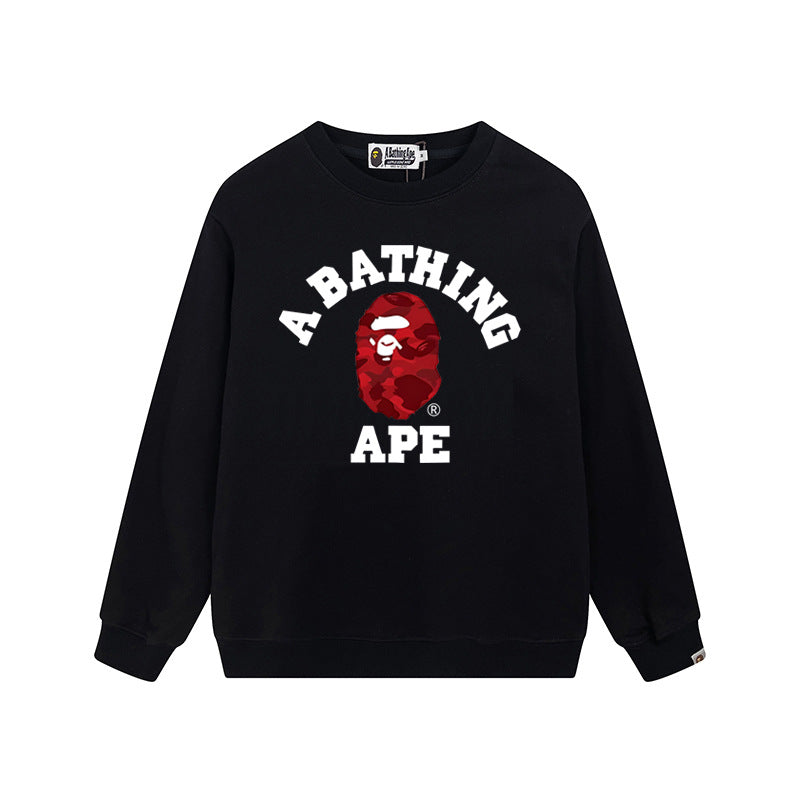 BAPE Red Ape Head Graphic Crewneck Sweatshirt