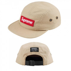Supreme Tan Canvas 5-Panel Red Box Logo Camp Cap