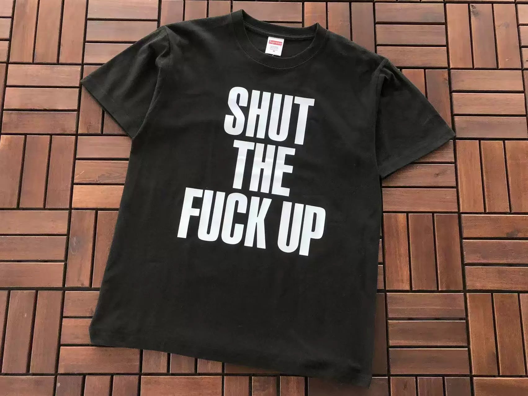 Supreme "Shut The Fuck Up" Slogan T-Shirt - Black
