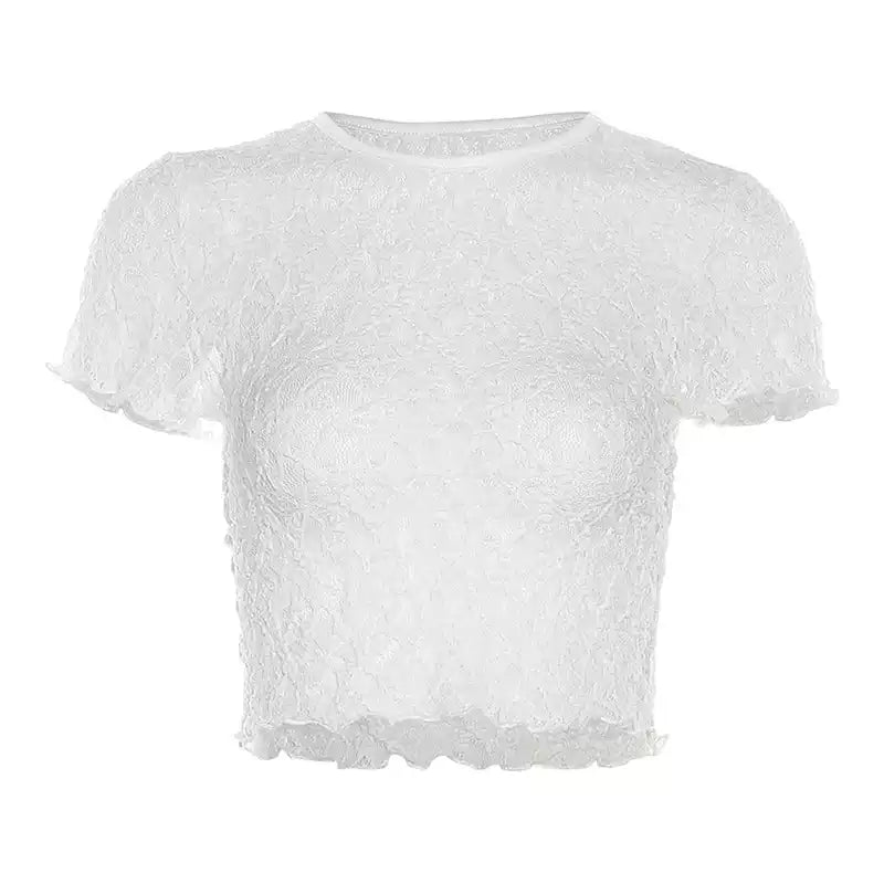 Chic Crochet Lace Cutout Tee