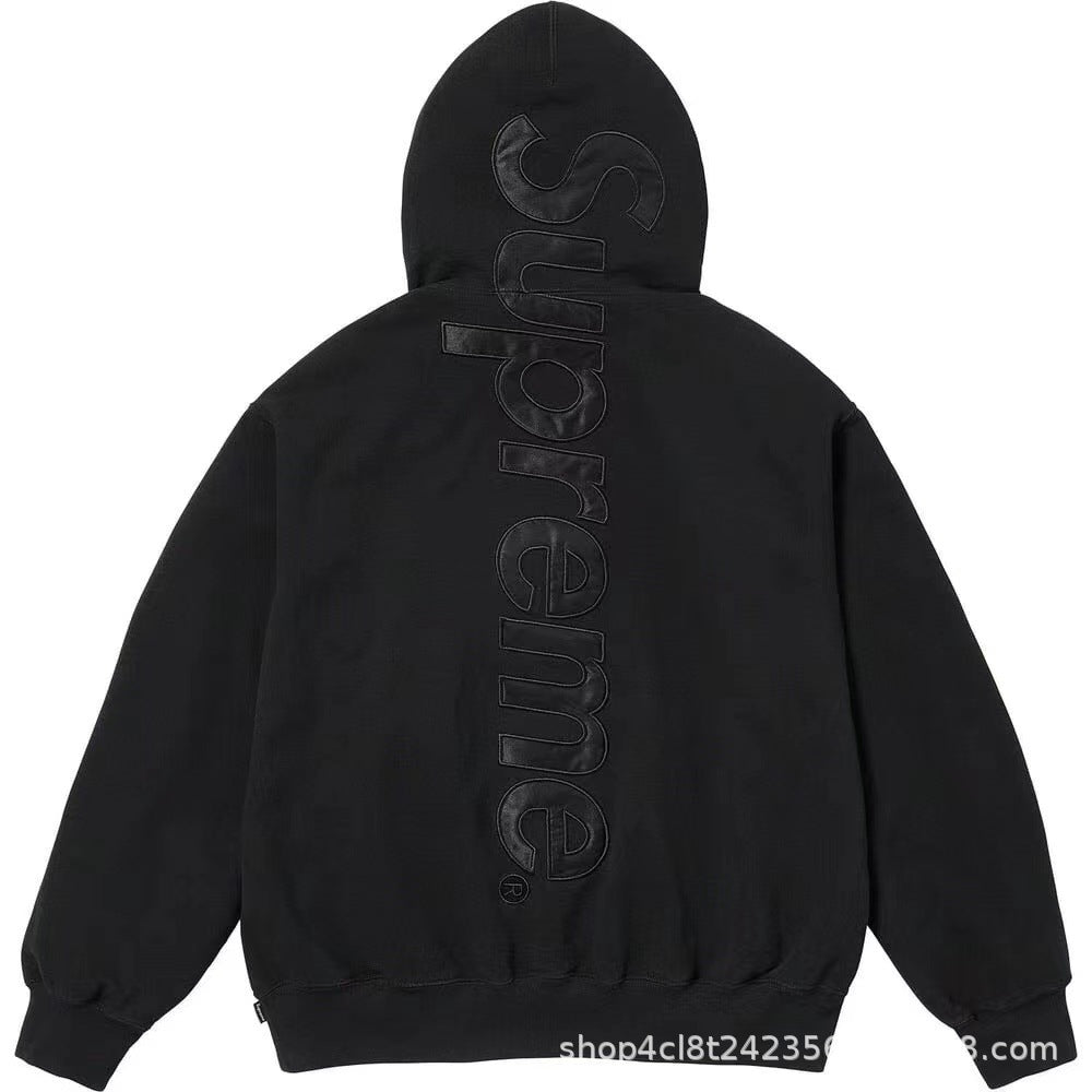 Supreme Vertical Logo Hooded Sweatshirt - Black