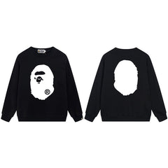 BAPE White Ape Head Logo Graphic Crewneck Sweatshirt