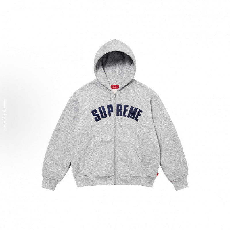 Supreme Arc Thermal Lined Zip Up Hooded Sweatshirt - Heather Grey