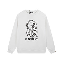 BAPE Black White Camo Ape Head Graphic Crewneck Sweatshirt