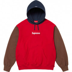 Supreme Box Logo Hooded Sweatshirt - Red / Brown / Navy