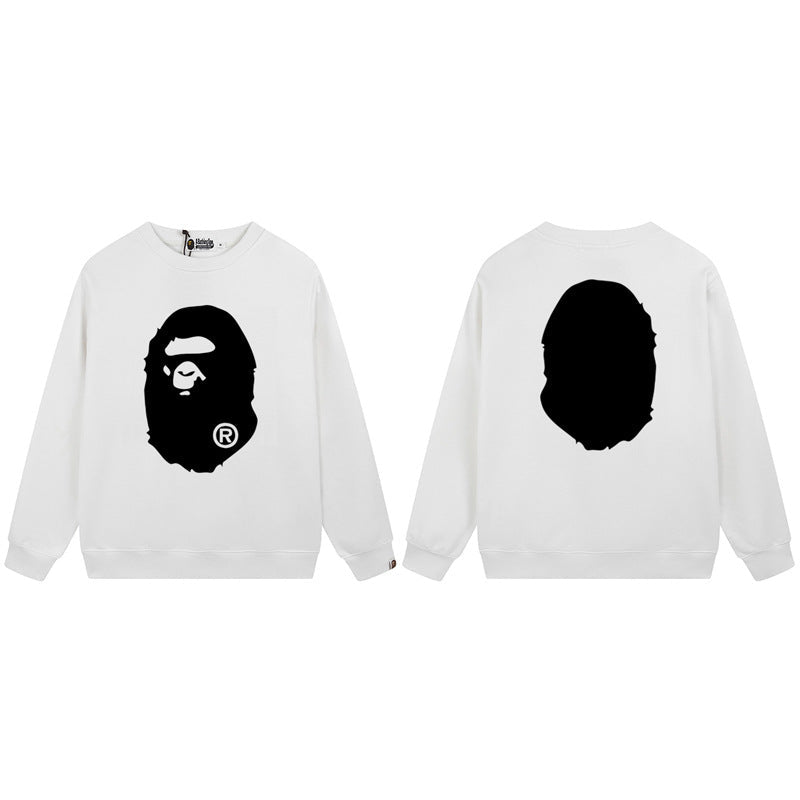 BAPE White Ape Head Logo Graphic Crewneck Sweatshirt