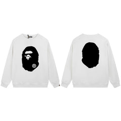 BAPE White Ape Head Logo Graphic Crewneck Sweatshirt
