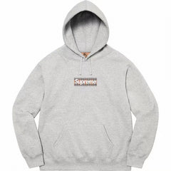 Supreme Box Logo Hooded Sweatshirt - Heather Grey / Plaid