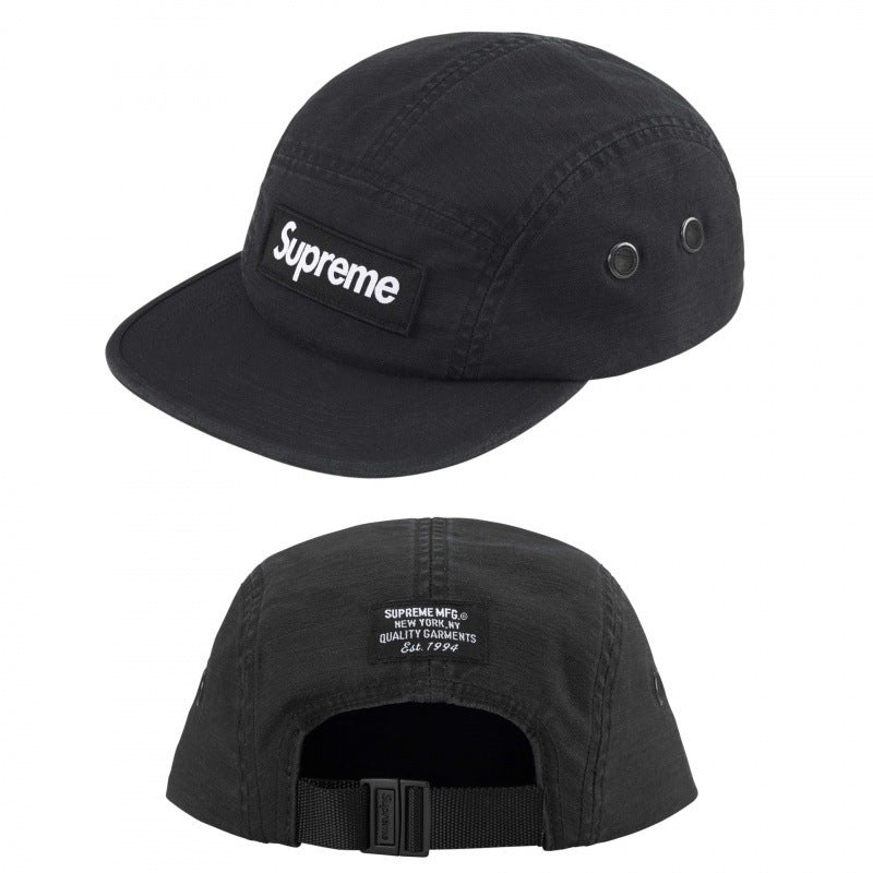 Supreme Black Canvas 5-Panel Box Logo Camp Cap