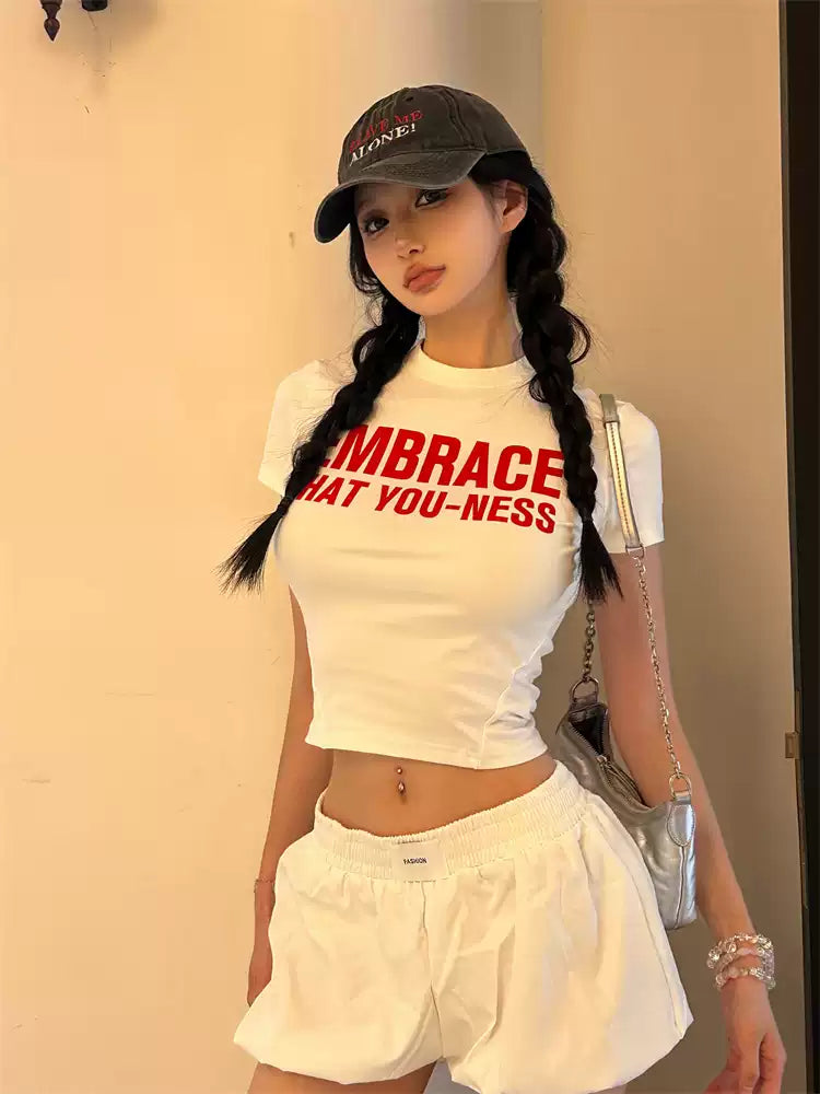 Essential Everyday Graphic Tee – Simple Letter Print Short Sleeve T-Shirt